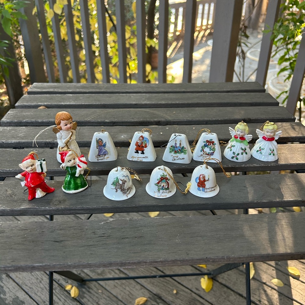 Vintage 1950s Ceramic/Porcelain Christmas Ornaments Made In Japan Lot If 12